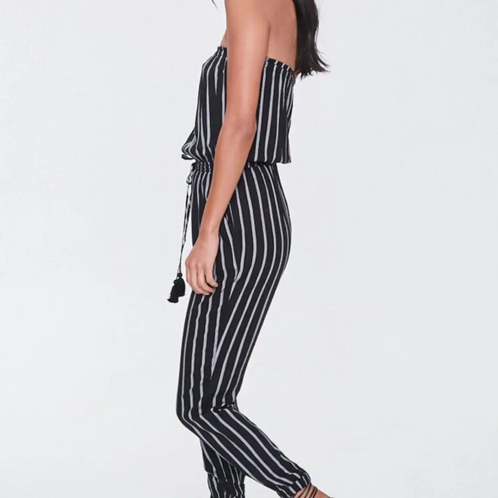 NEW Forever 21 Striped Tube Jumpsuit NWOT - Picture 1 of 4
